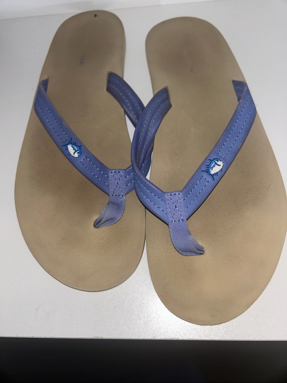 Southern Tide Lavender Strap Flip Sandals with Tan Footbed OLISHB